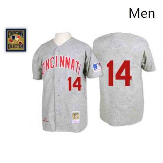 Mens Mitchell and Ness Cincinnati Reds 14 Pete Rose Authentic Grey 1969 Throwback MLB Jersey